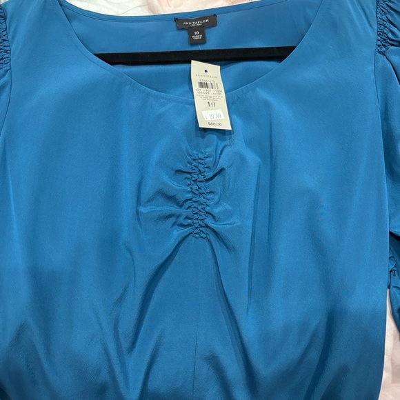 Ann Taylor Blue Gathered Sleeve Blouse - Picture 4 of 6